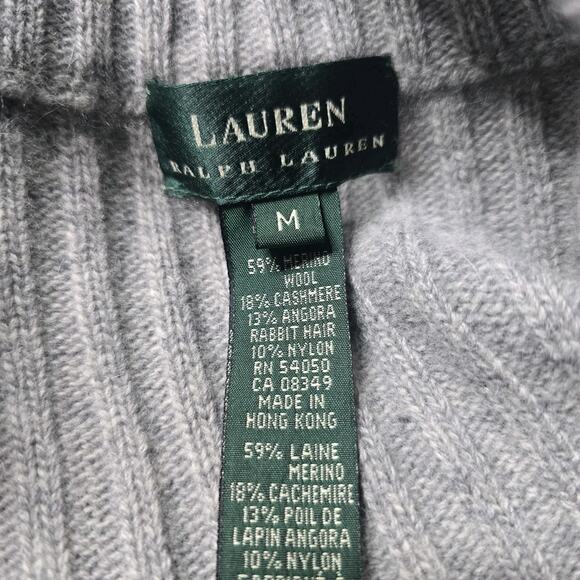 Lauren Ralph Lauren Merino Wool Cashmere Blend Gray Full Zip Sweater Jacket Med - Picture 7 of 10
